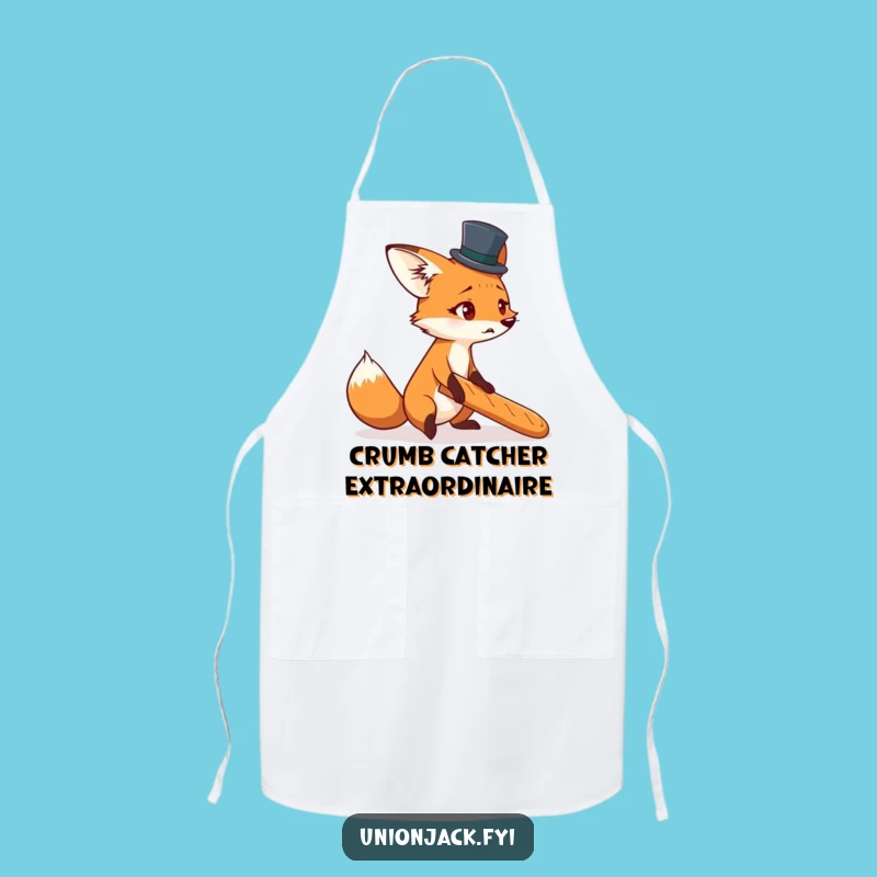 Funny Fox Top Hat Baguette Apron: Comical Kitchen Wear for Chefs