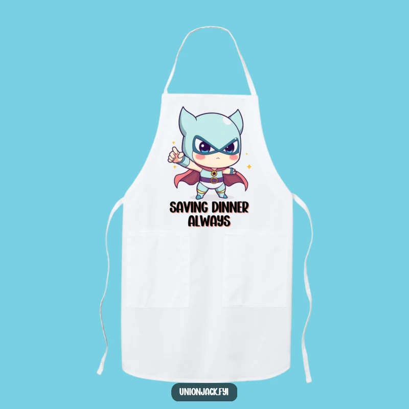 Funny Heroic Pose Apron: Cute Character's Culinary Courage, Kitchen Funny Gift
