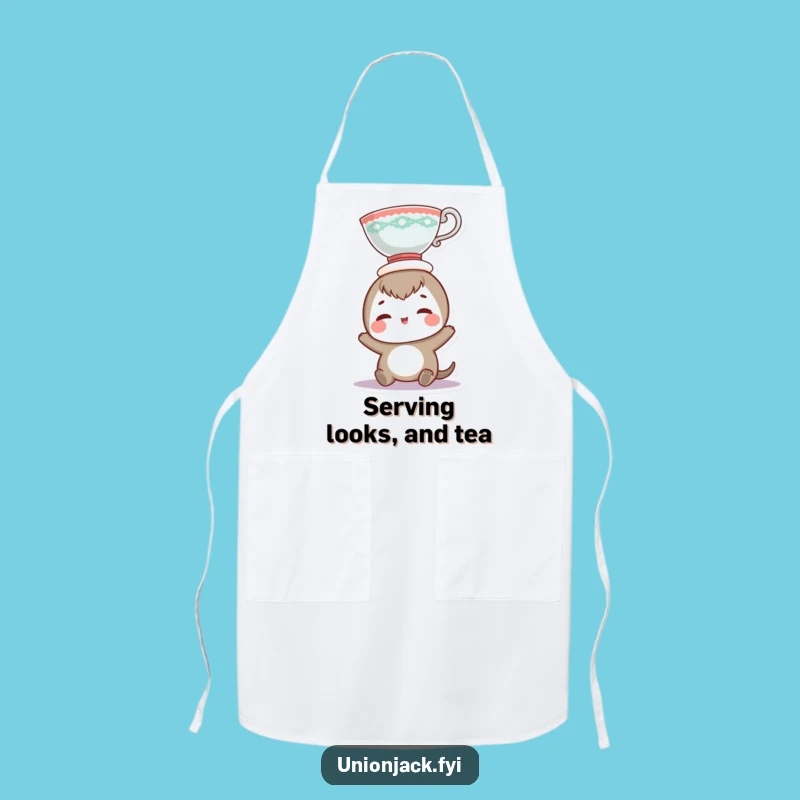 Funny Teacup Head Balance Apron - Kitchen Humor & Gift for Cooks