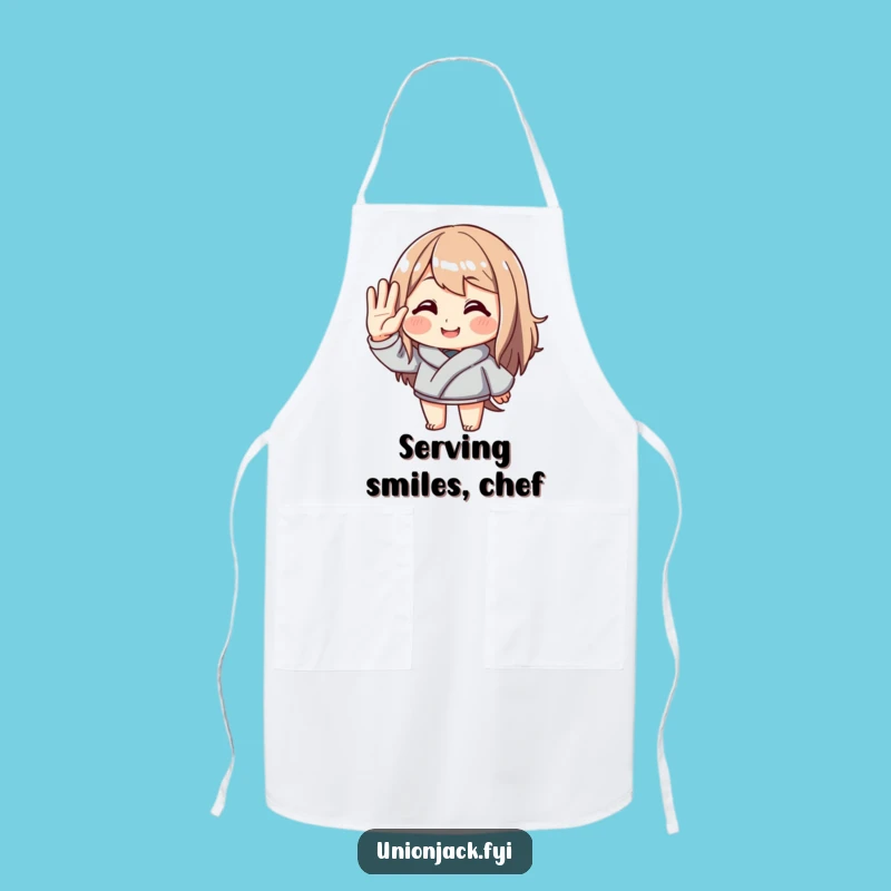 Funny Saluting Character Apron - Polite Smile Kitchen Helper, Unique Funny Gift