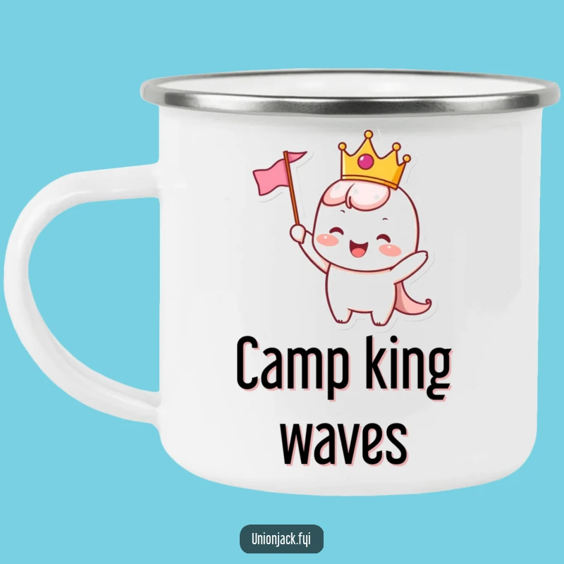 Funny Crowned Character Camping Mug: Royal Trail Vibes - Sip & Laugh Funny Gift!