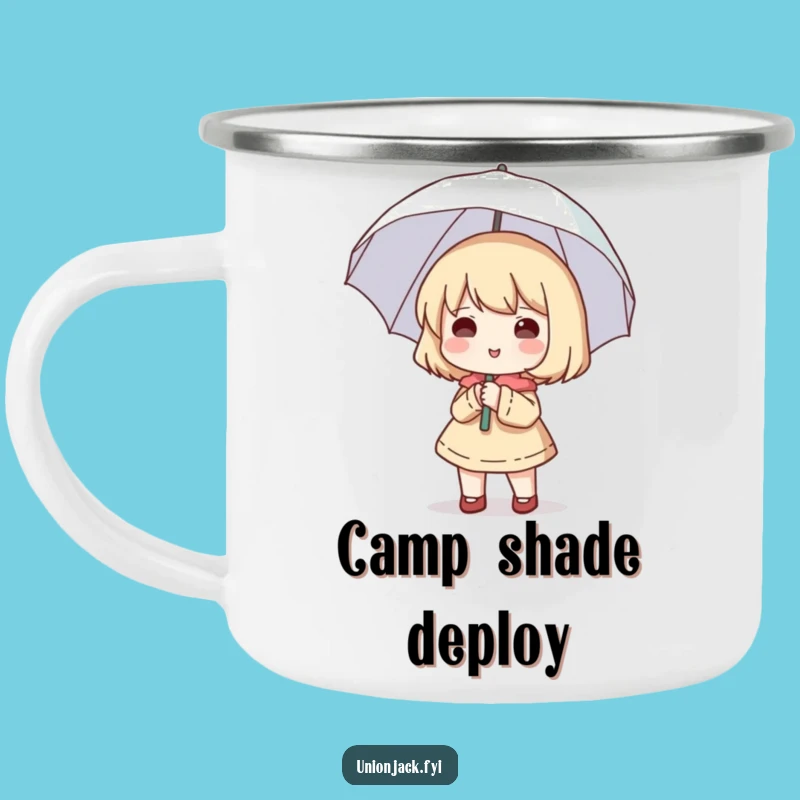 Funny Character Happy Brolly Camping Mug: Cheerful Camp Brews