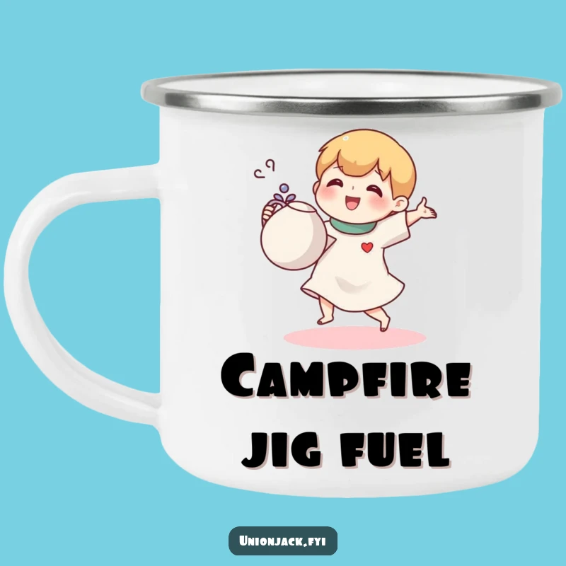 Funny Tea Jig Character Camping Mug: Happy Brews on the Go!