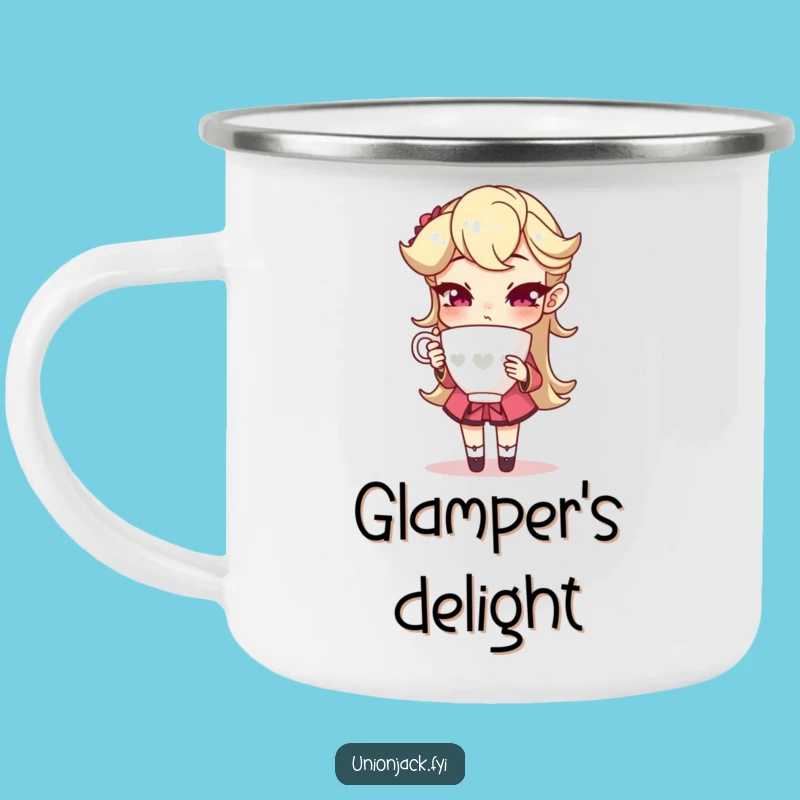 Funny Sophisticated Camping Mug: Teacup Pose Adventure, Perfect Humorous Gift!