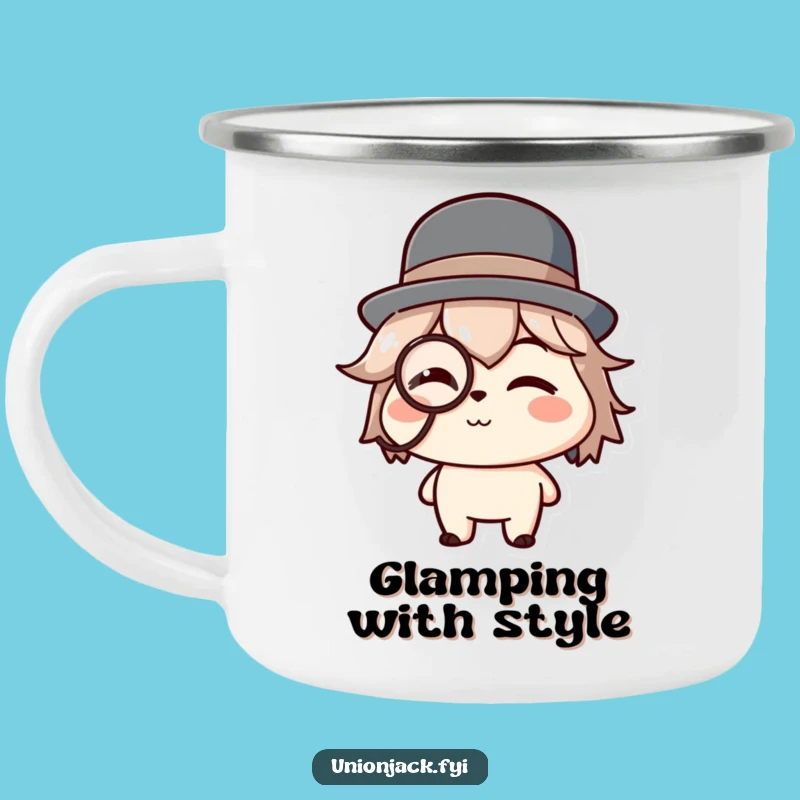 Funny Gentleman Character Camping Mug: Sophisticated Campfire Comfort