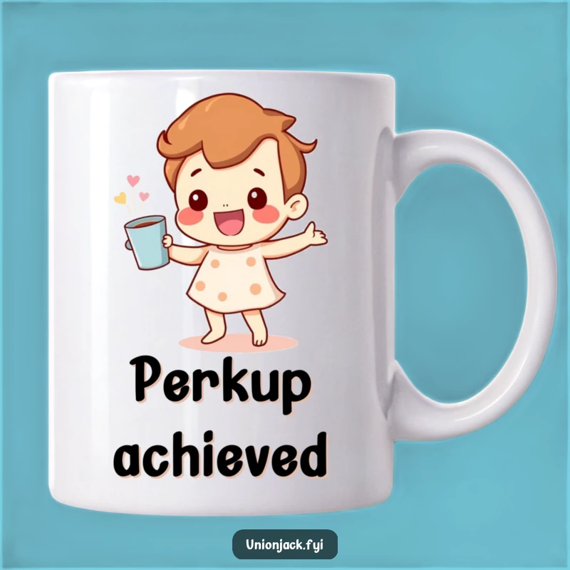 Funny Coffee Mug: Happy Character Dance & Cuppa - Joyful Morning Gift