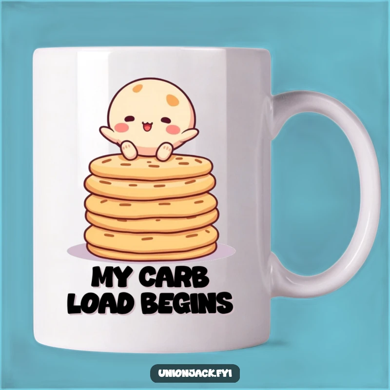 Funny Crumpet Balancing Character Mug - Hilarious Breakfast Gift Idea