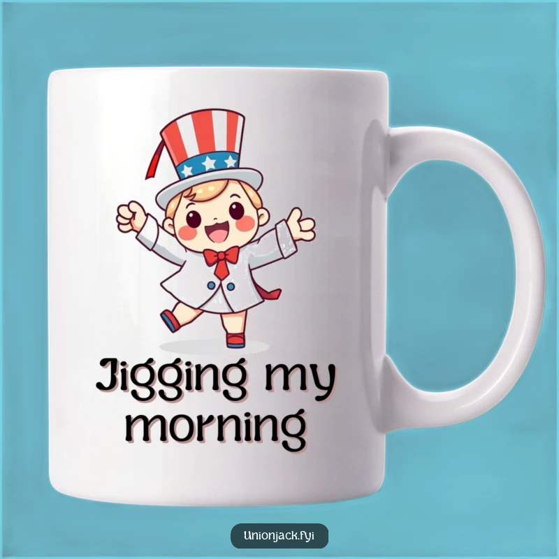 Funny Patriotic Jig Mug: Happy Character Dance Gift for Celebrations
