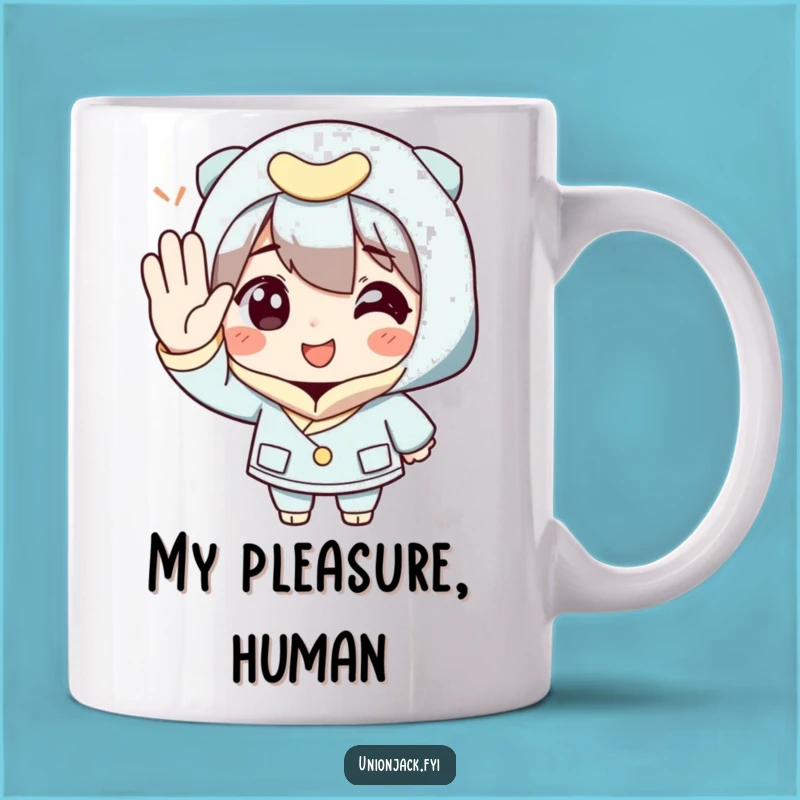 Funny Polite Salute Mug: Exaggerated Smile Character, The Perfect Humorous Gift