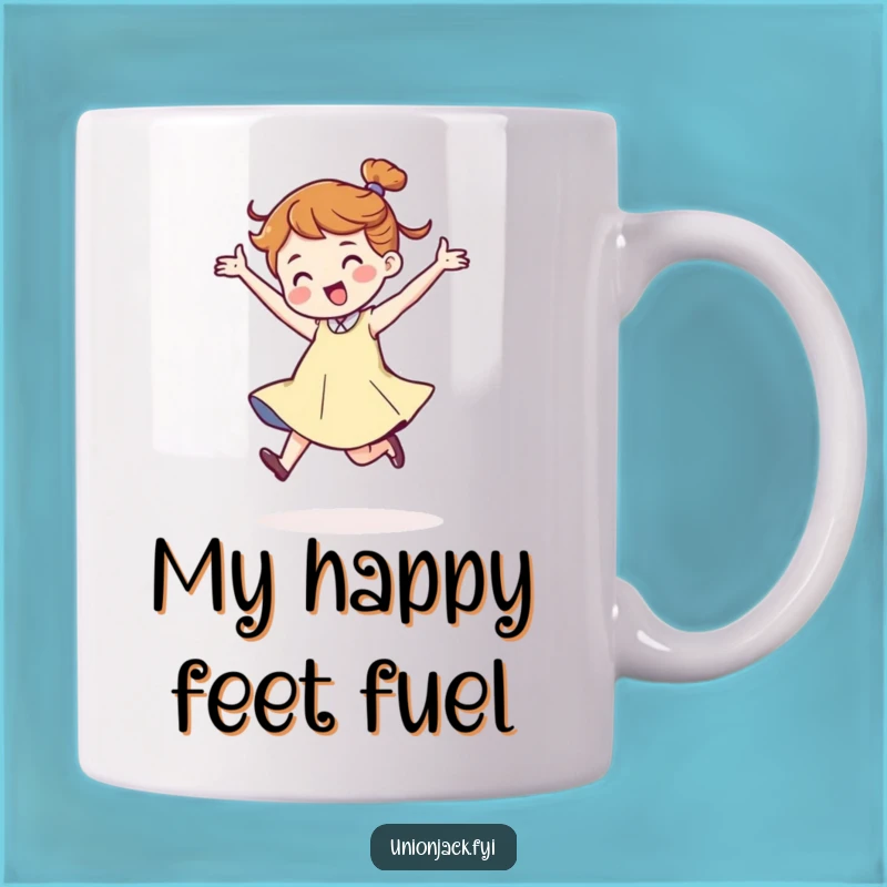 Funny Dancing Character Mug - Jaunty Stride Energy, Perfect Gift for Fun Lovers