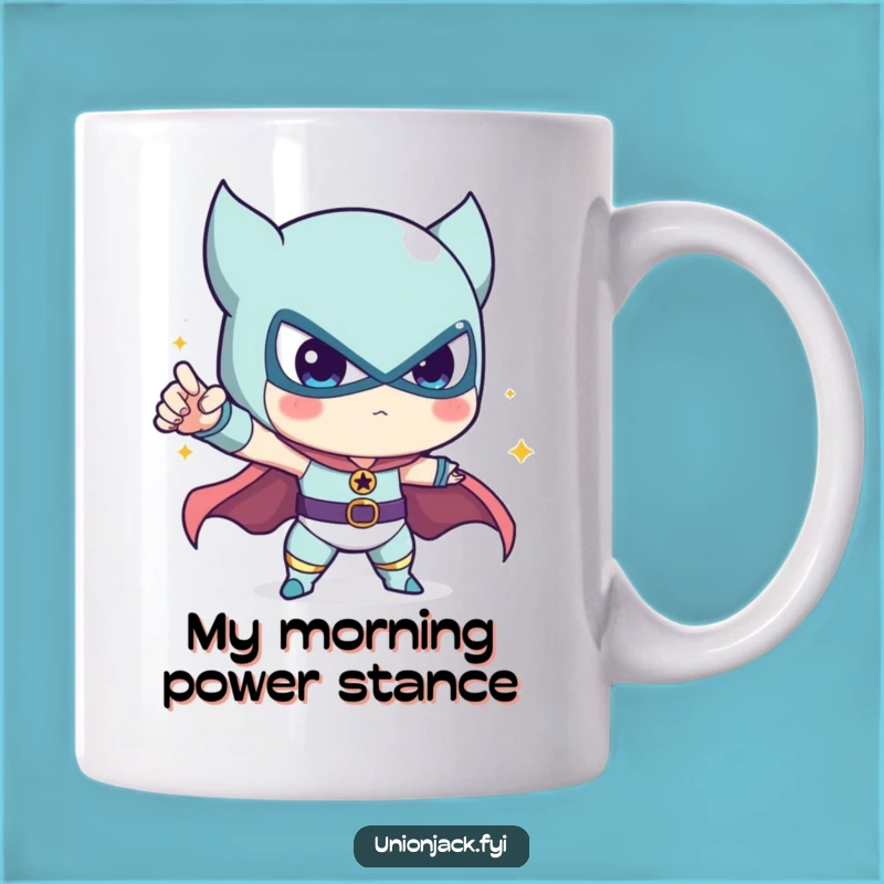 Funny Heroic Pose Mug: Cute Character's Hilarious Action Gift for Friends