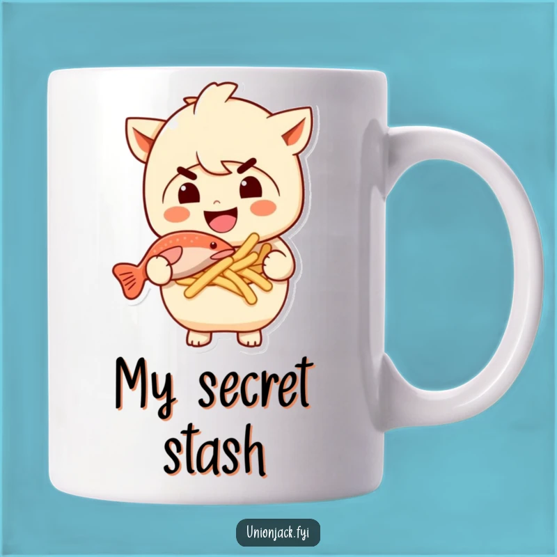 Funny Fish and Chips Bandit Mug - Cheeky Character Gift