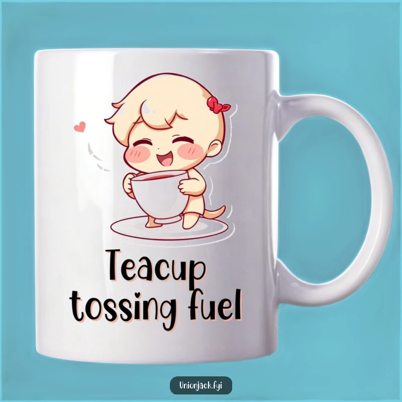 Funny Teacup Throwing Mug: Giggling Character, Perfect Funny Gift for Tea Lovers