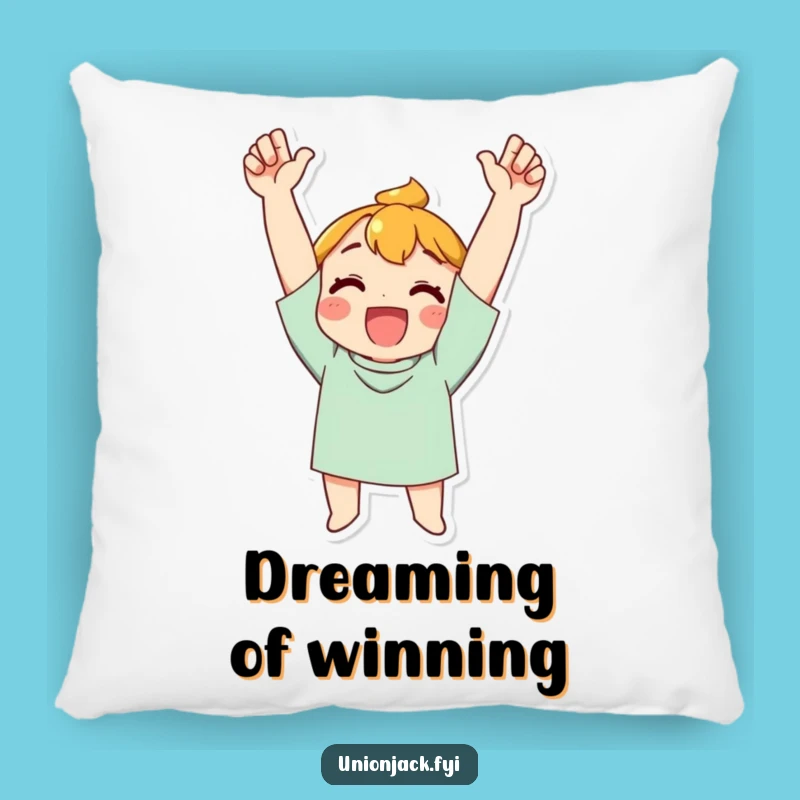 Funny Triumph Pillow: Cheering Character's Comfort - Soft Accent Pillow, Ideal Funny Gift