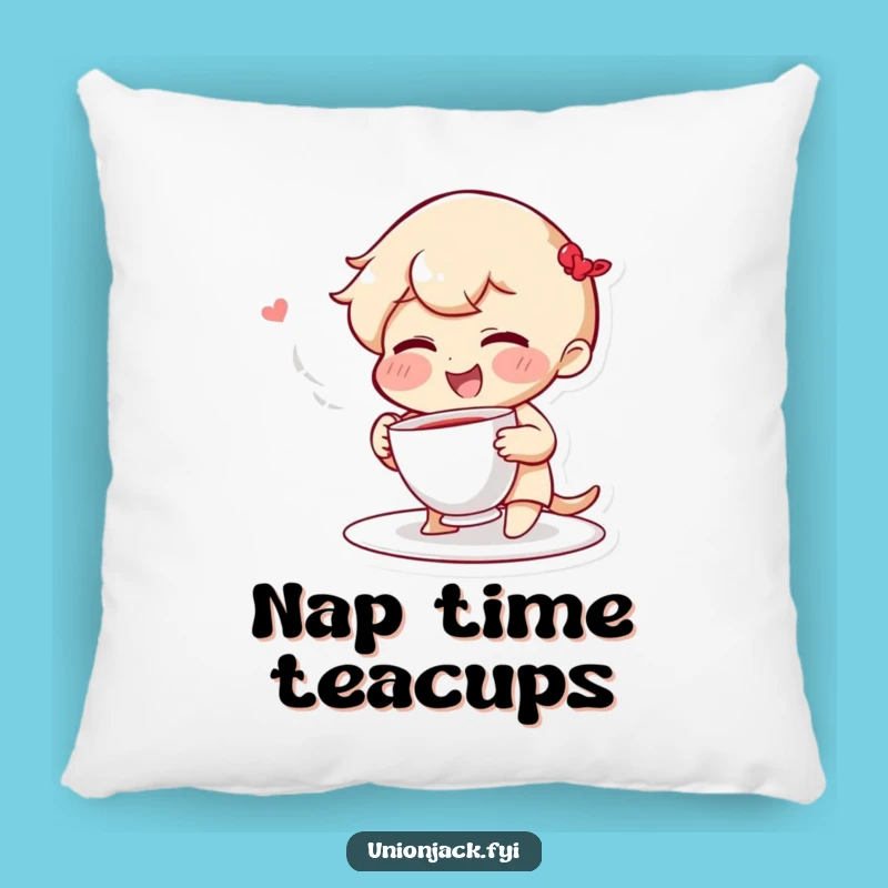 Funny Pillow: Giggling Character Tosses Teacup, Soft and Amusing Funny Gift