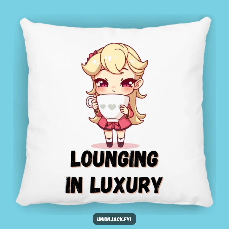 Funny Sophisticated Pillow: Teacup Pose Comfort, Hilarious Gift Accent!