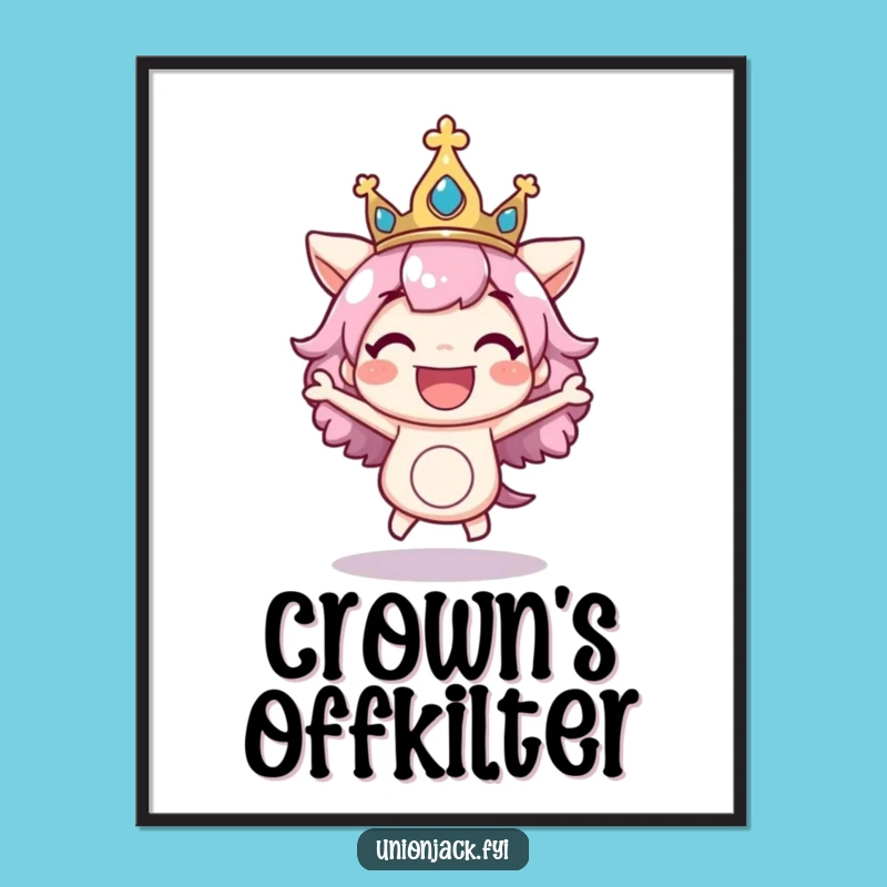 Funny Bouncing Crown Digital Art: Regal Joyful Decor - Perfect Funny Gift