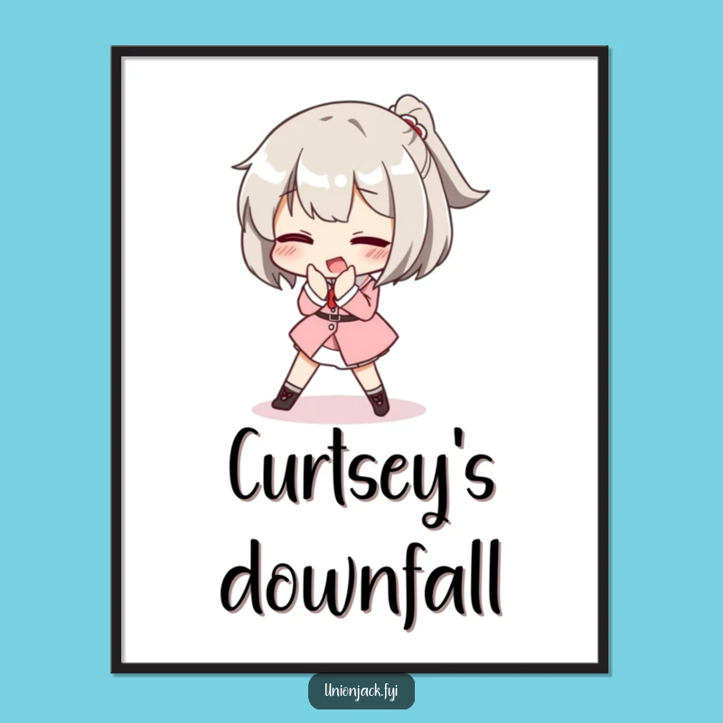 Funny Posh Trip Digital Art: Elegant Decor of a Curtsey Fail - Perfect Funny Gift