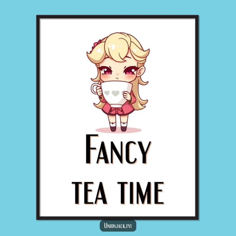 Funny Sophisticated Digital Art: Teacup Pose Print, Hilarious Decor Gift!