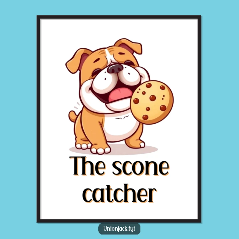Funny Bulldog Scone Digital Art Print - Instant Playful Decor