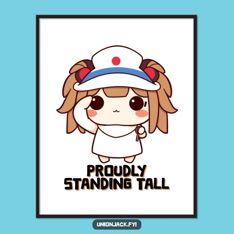 Funny Saluting Character Digital Art: Proud Flag Decor for Patriotism