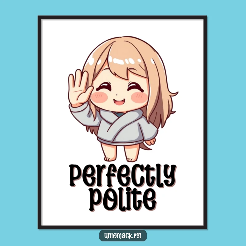 Funny Saluting Character Print - Polite Smile Art, Instant Funny Gift Download