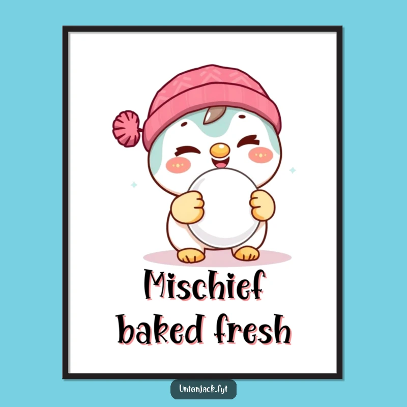 Funny Winking Scone Digital Art: Hilarious Treat-Themed Wall Art Gift