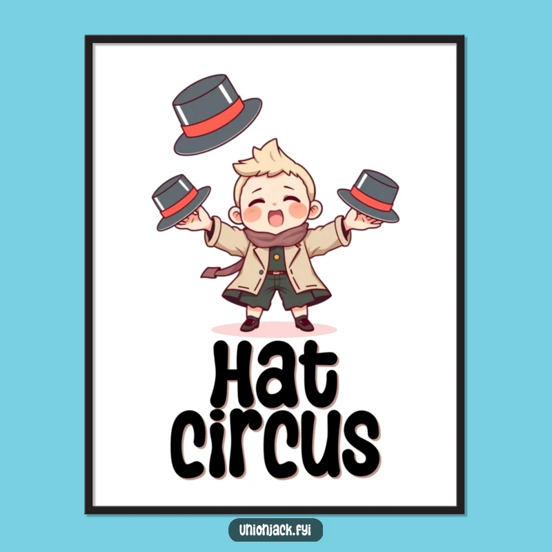 Funny Juggling Hats Digital Art: Printable Playful Decor Gift
