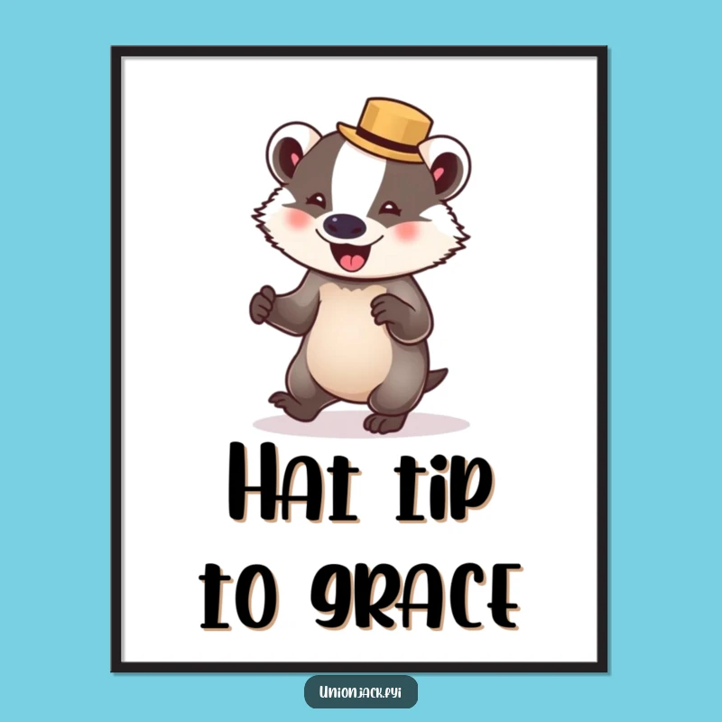 Funny Badger Waltz Digital Art Print - Instant Whimsical Decor Gift!