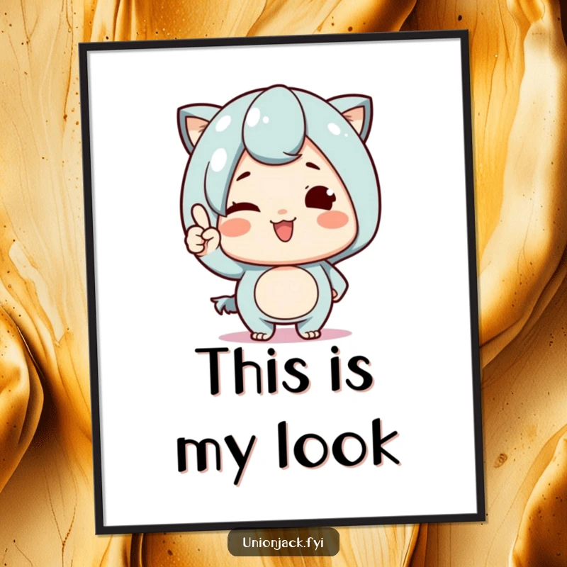 Funny Digital Art Print: Cute character winking and nodding with pride, a cheerful and humorous piece for instant wall decor.