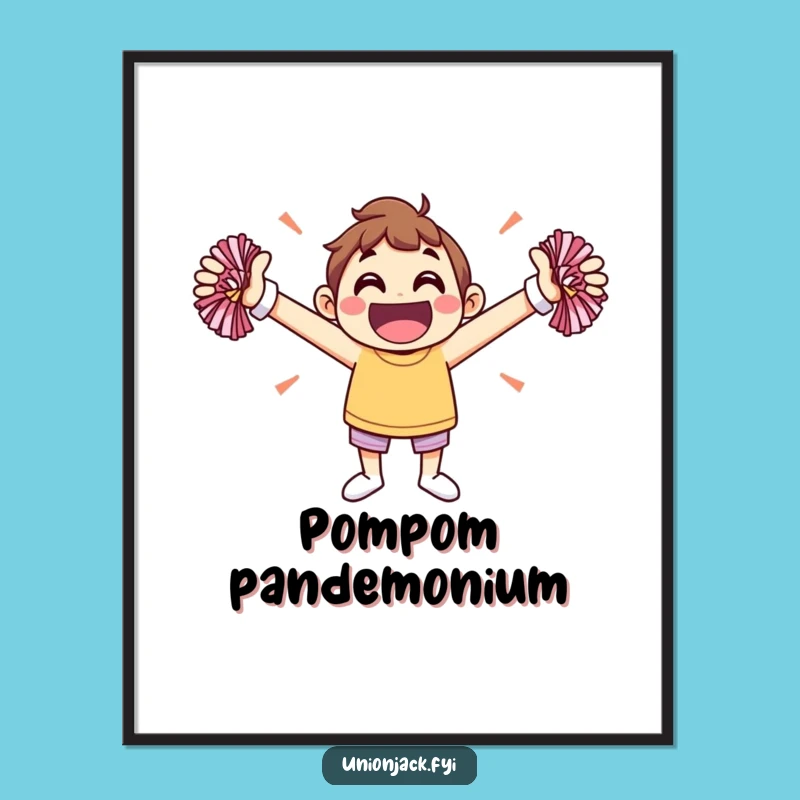 Funny Jovial Cheerleader Digital Art: Hilarious Art for Energetic Spaces Gift