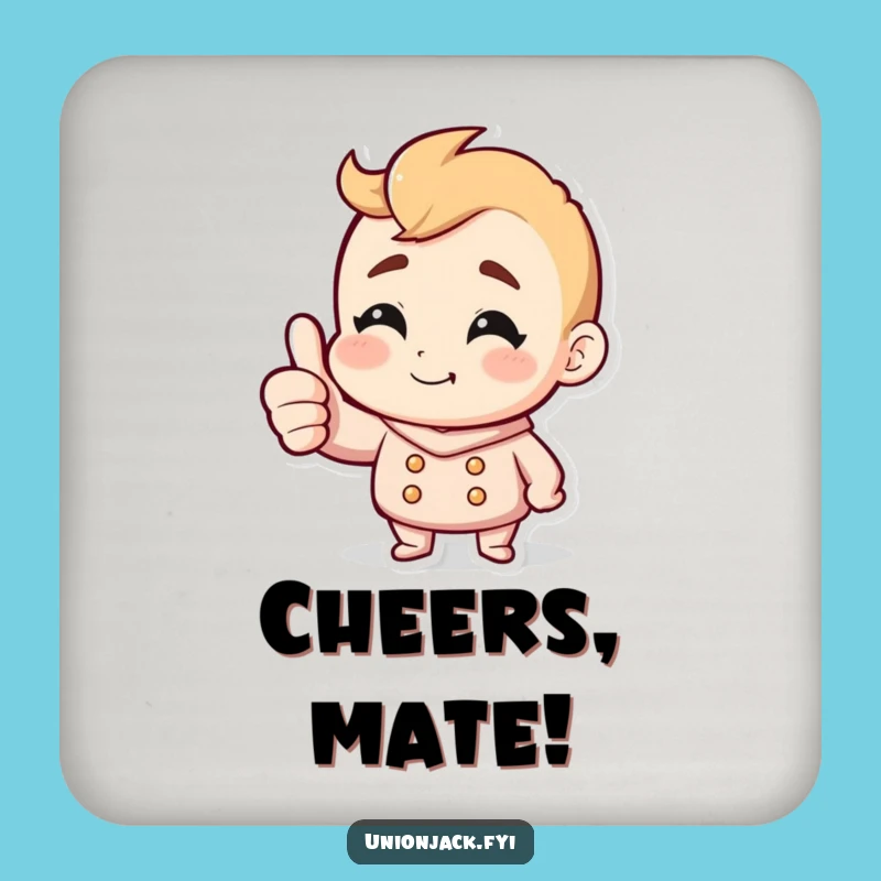 Funny Thumbs Up Grin Coaster - Protect Surfaces with Approval!