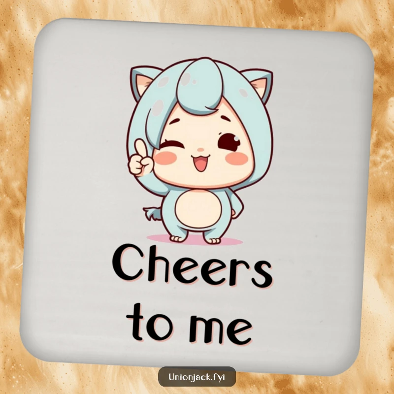 Funny Coaster: Cute character winking and nodding proudly, offering surface protection with a humorous and cheerful design.