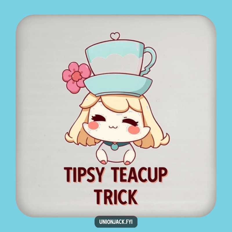 Funny Teacup Coaster: Character's Balancing Wink - Protect Surfaces with Whimsy, A Fun Funny Gift