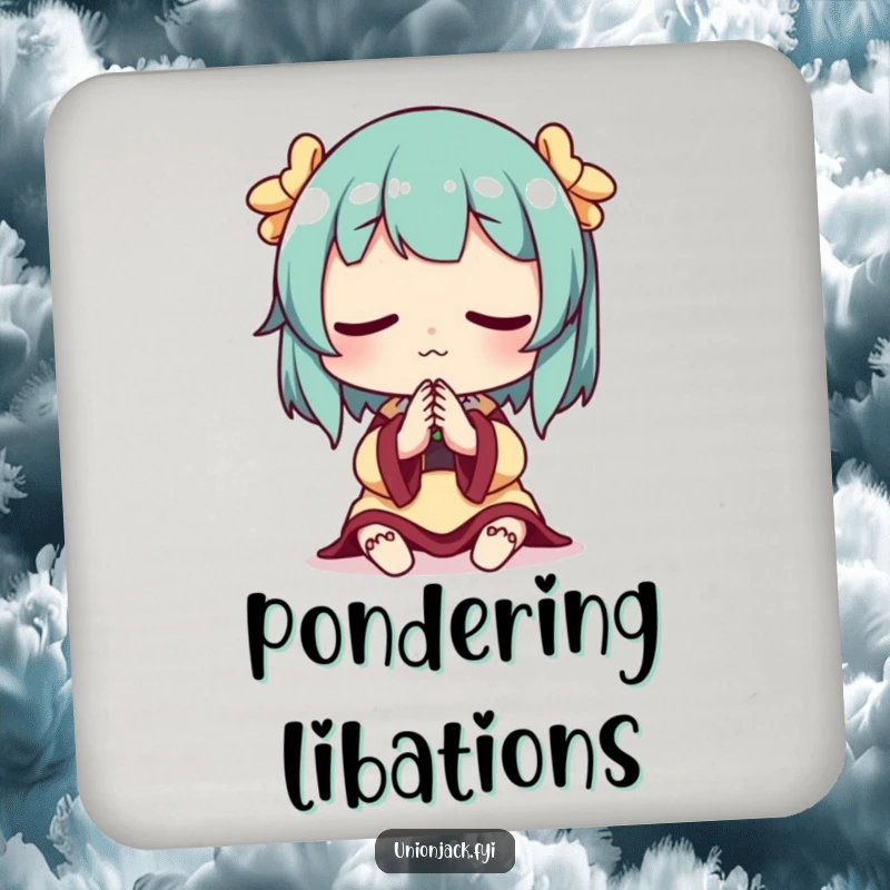 Funny drink coasters featuring a character in a pensive pose, suitable for protecting surfaces with style.