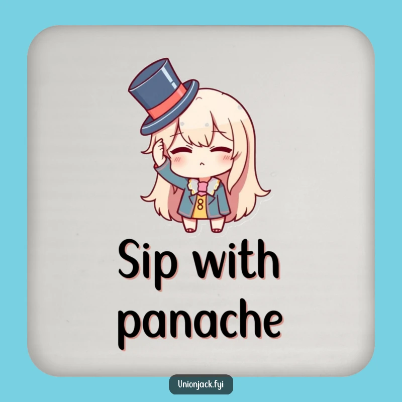 Funny Top Hat Coaster: Protect Surfaces with Dapper Wink, Humorous Gift!