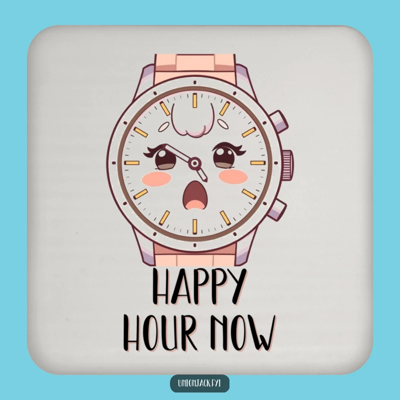 Funny Coasters: Surprised Character Admires Watch Face, Protects Surfaces Funny Gift
