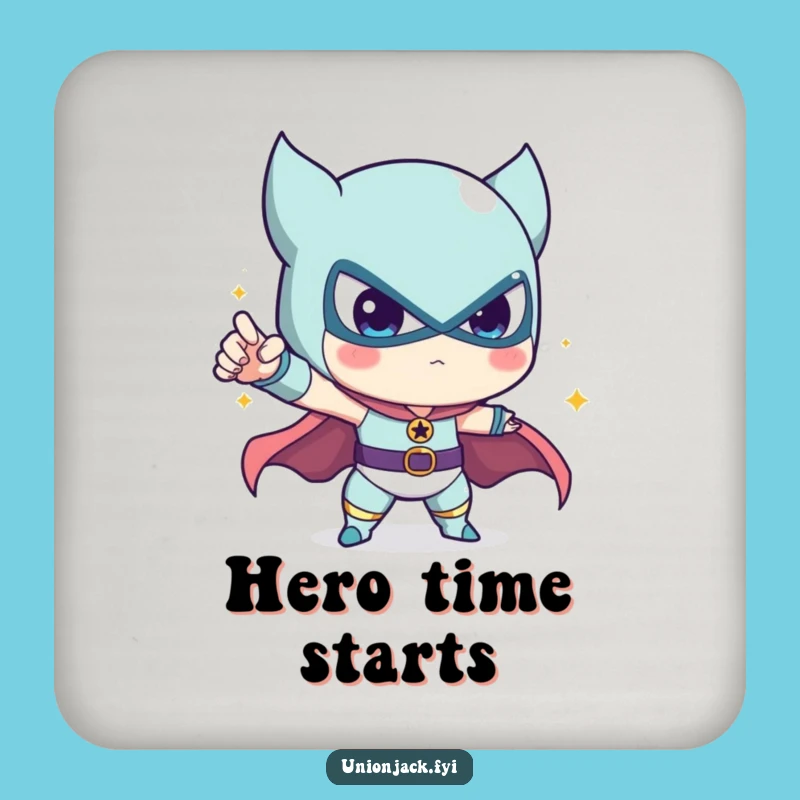 Funny Heroic Pose Coaster: Cute Character's Mighty Stance, Humorous Gift
