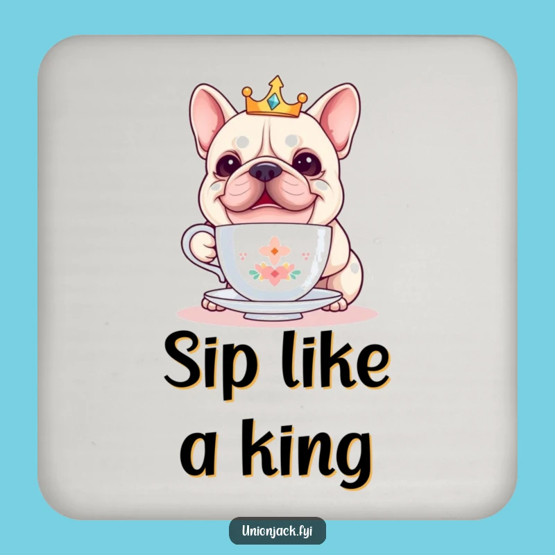 Funny Bulldog Teacup Coaster - Protect Surfaces with Hilarious Royal Charm Gift!