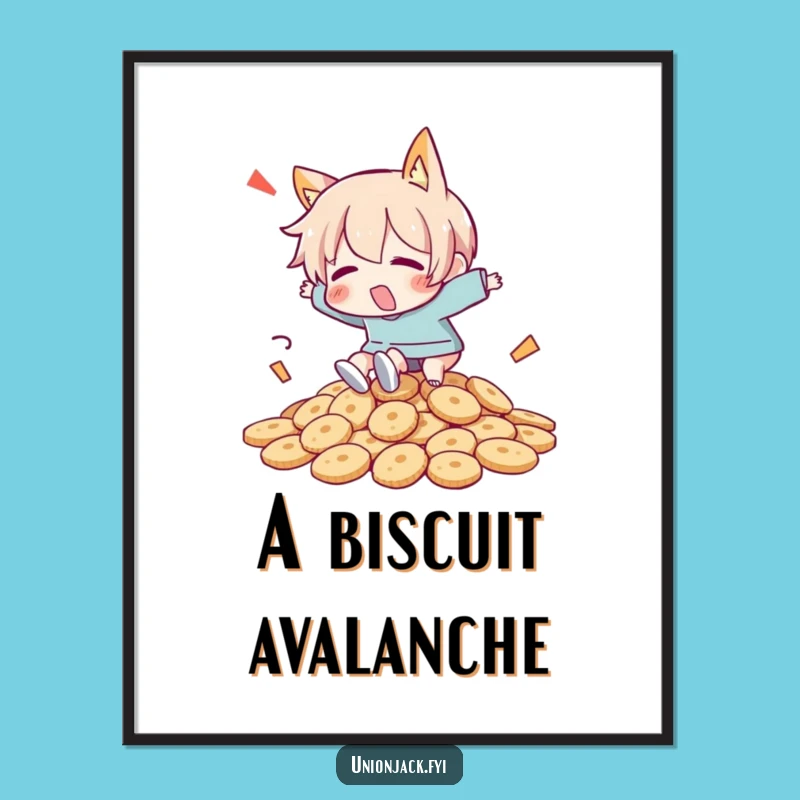 Funny Biscuit Catastrophe Poster: Hilarious Character Art for Whimsical Wall Decor