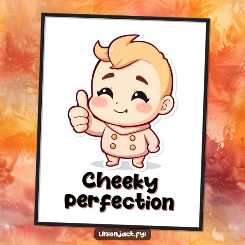 Funny poster showing a character giving a bold thumbs up with a wide, cheeky grin, embodying pure confidence and fun.