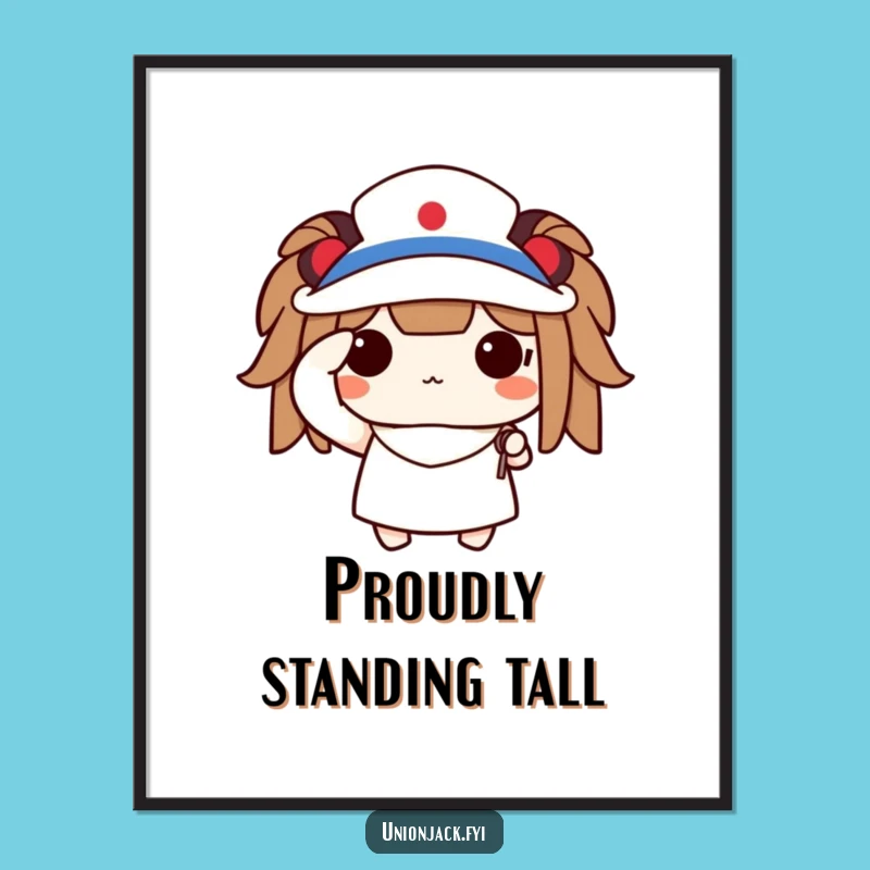 Funny Saluting Character Poster: Proud Flag Art for Patriotic Decor