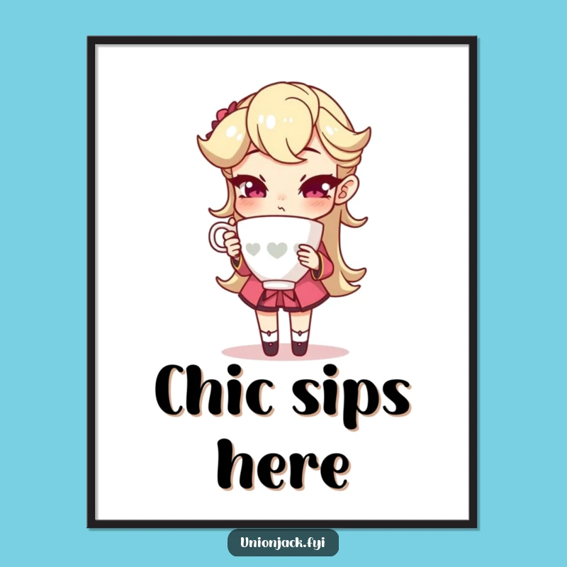 Funny Sophisticated Poster: Teacup Pose Art, Hilarious Wall Decor Gift!