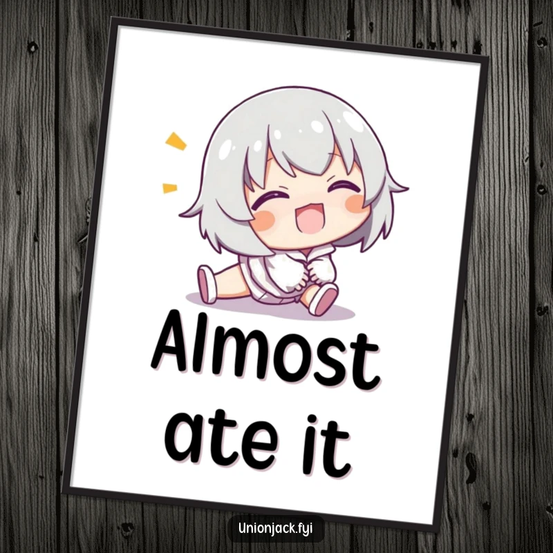 Funny poster featuring a character comically tripping but smiling broadly, symbolizing a positive attitude.