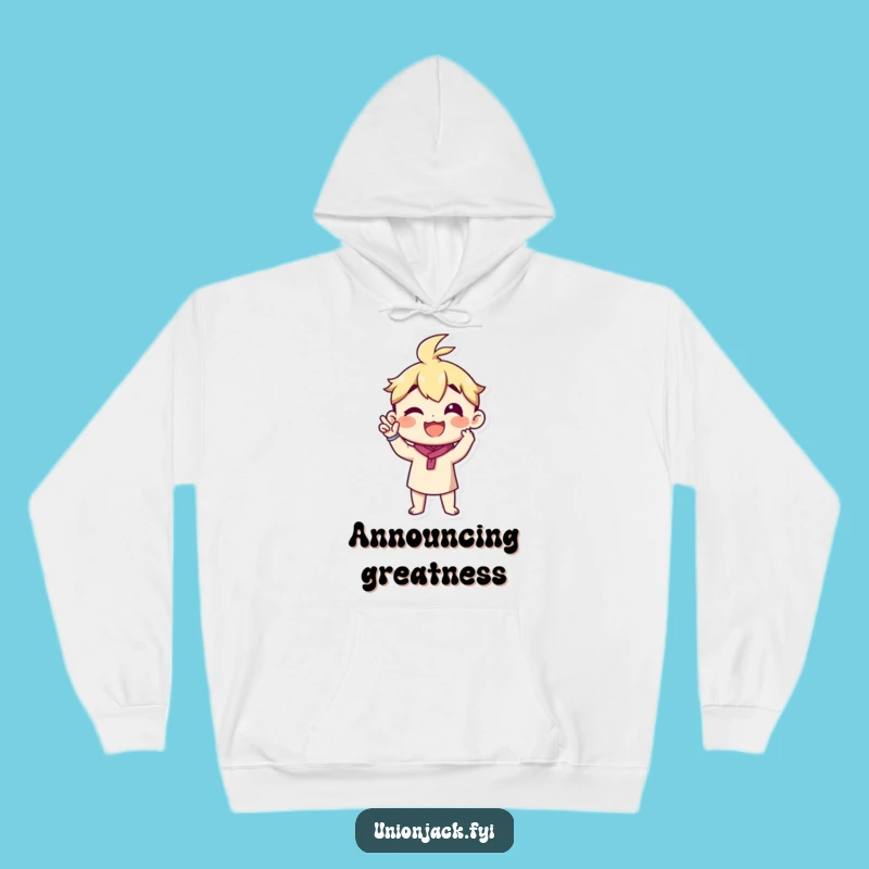Funny Announcement Hoodie: Cozy Up with this Proud Gesture Design