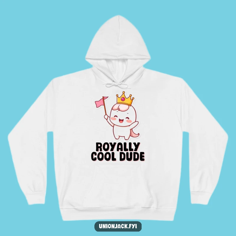 Funny Crowned Character Hoodie: Cozy Royalty & Waving Fun - Great Funny Gift!