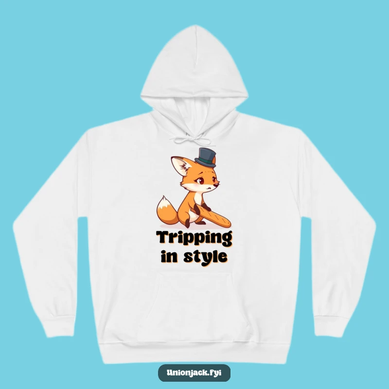 Funny Fox Top Hat Baguette Hoodie: Cozy & Hilarious French Style