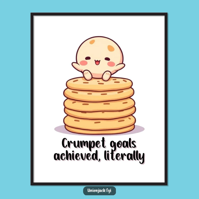 Free Printable Wall Art: Crumpet Balancing Character for Funny Home Decor