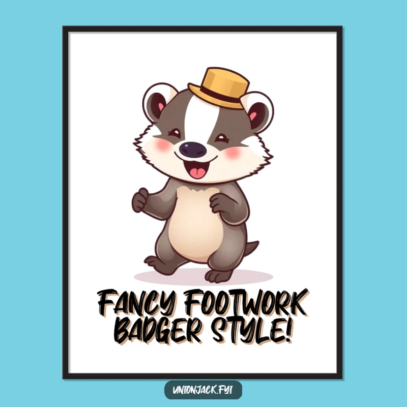 Free Printable Wall Art: Badger Ballroom Dancer, Bowler Hat Style, Quirky Downloadable Decor