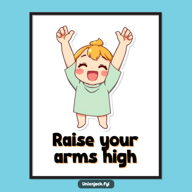 Free Printable Wall Art: Energetic Cheering Character for Funny Downloadable Decor